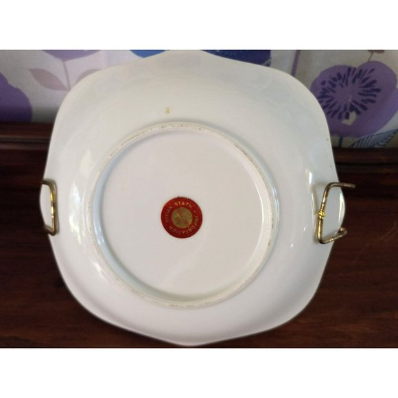 Vintage Lusterware Candy Dish w/handle, Porcelain Basket with Removeable Metal B - Picture 5 of 9